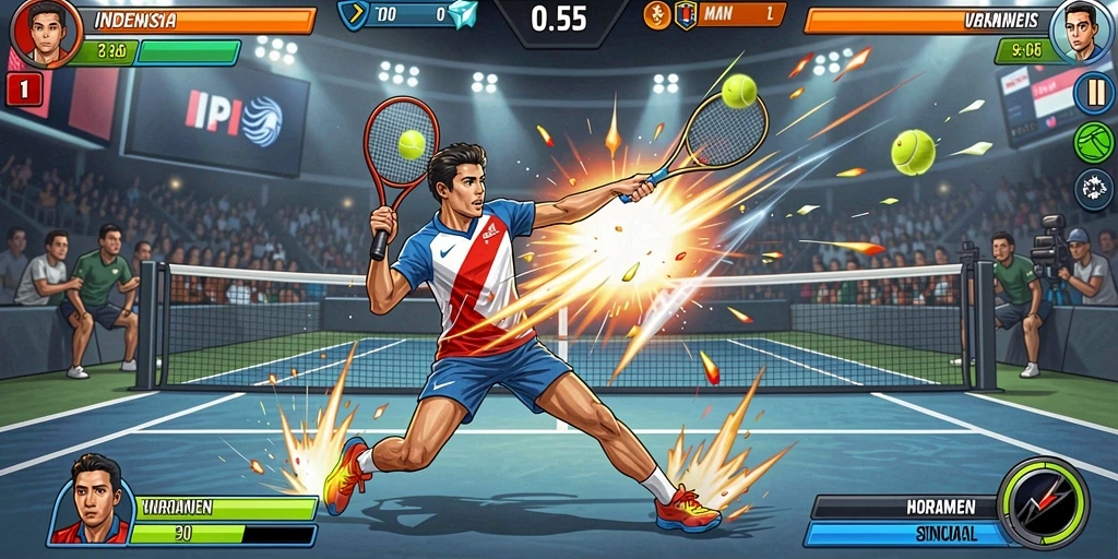 Gambar menunjukkan karakter utama siap berpetualang.