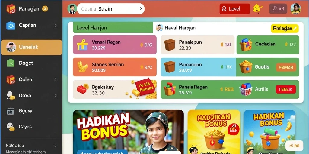 Screenshot menunjukkan antarmuka permainan yang menarik.